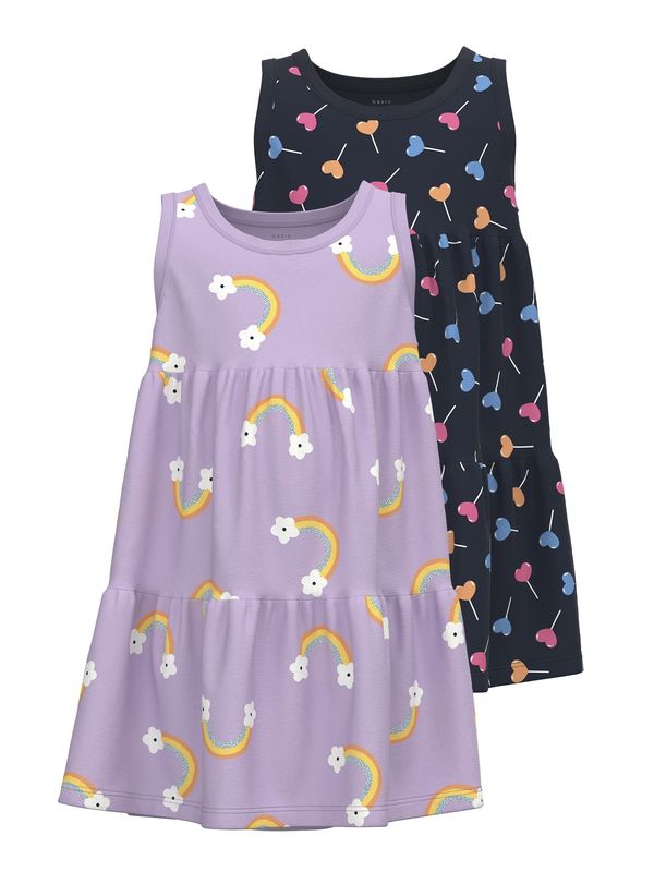 NAME IT NAME IT Рокля 'VIGGA'  нощно синьо / жълто / орхидея / мръсно бяло