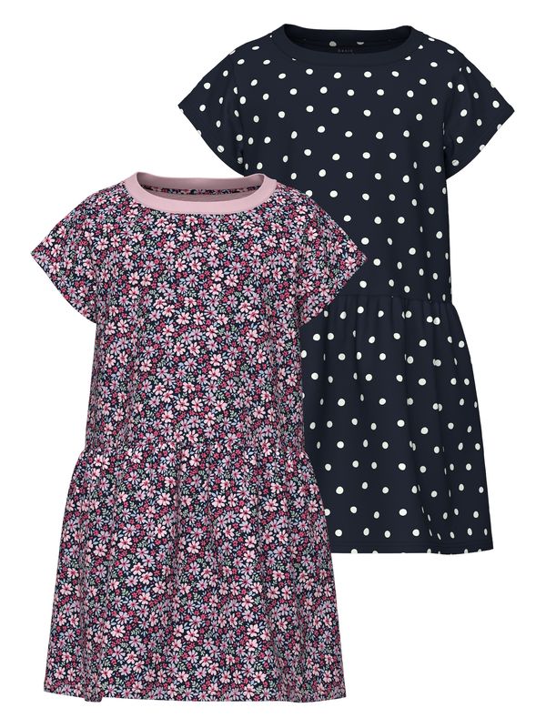 NAME IT NAME IT Рокля 'Vilinse'  нощно синьо / мента / бледорозово / бяло