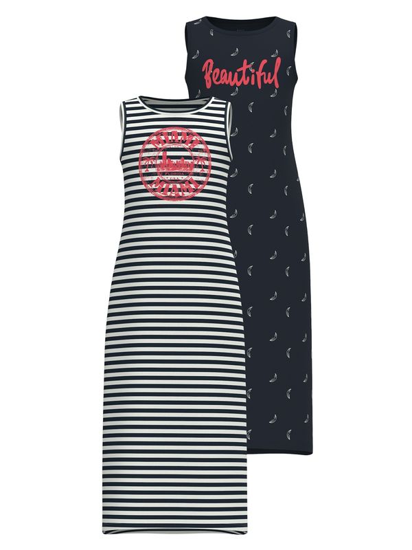 NAME IT NAME IT Рокля 'VIPPA'  тъмносиньо / светлочервено / бяло / мръсно бяло