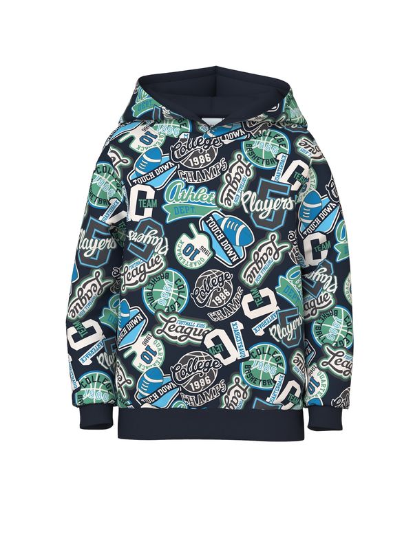 NAME IT NAME IT Суичър 'Dalovano'  синьо / син деним / зелено / бяло