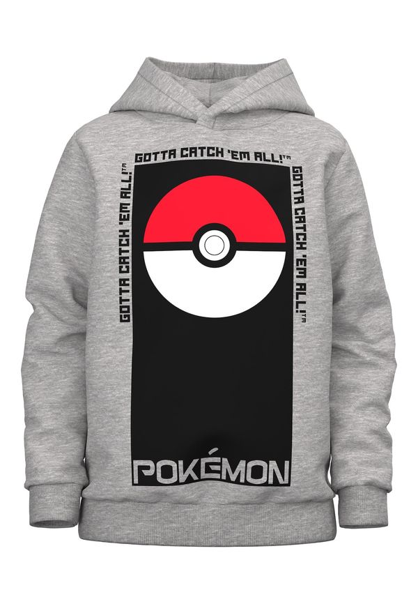 NAME IT NAME IT Суичър 'Jalte'  сив меланж / червено / черно / бяло