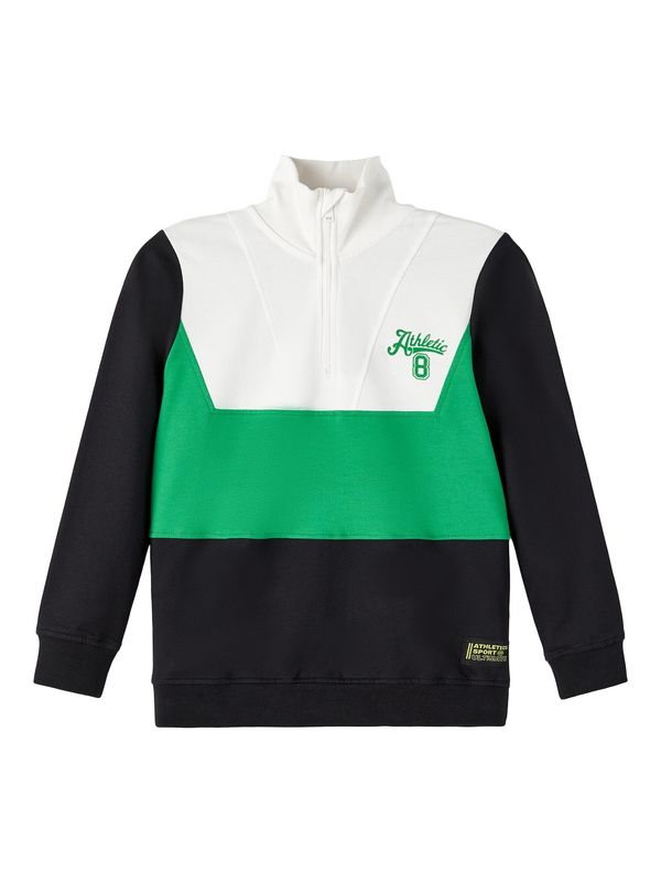 NAME IT NAME IT Суичър 'KRISSE'  жълто / нефритено зелено / черно / бяло