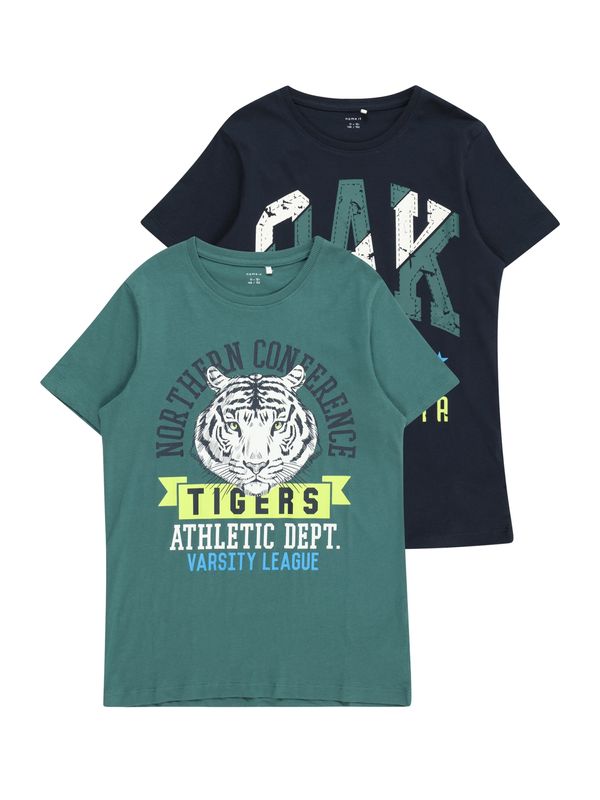 NAME IT NAME IT Тениска 'BERTE'  морскосиньо / петрол / светлозелено / мръсно бяло