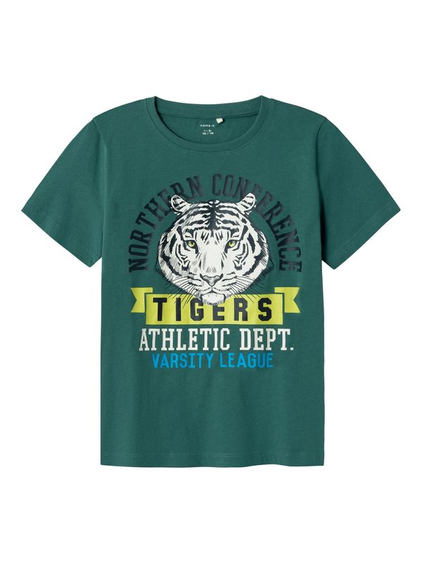 NAME IT NAME IT Тениска 'BERTE'  жълто / тъмнозелено / черно