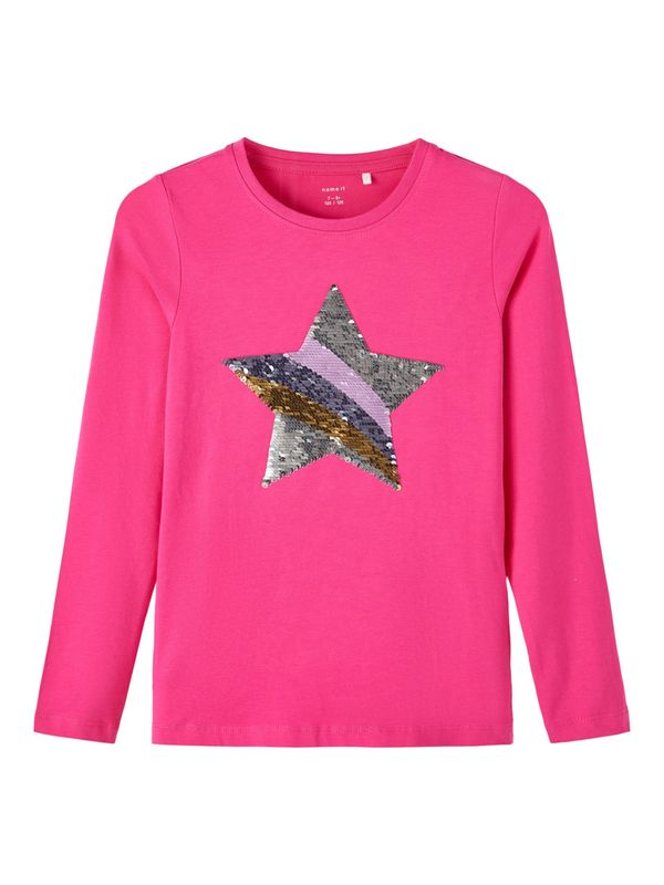 NAME IT NAME IT Тениска 'Bistar'  светлосиньо / жълто / магента / сребърно