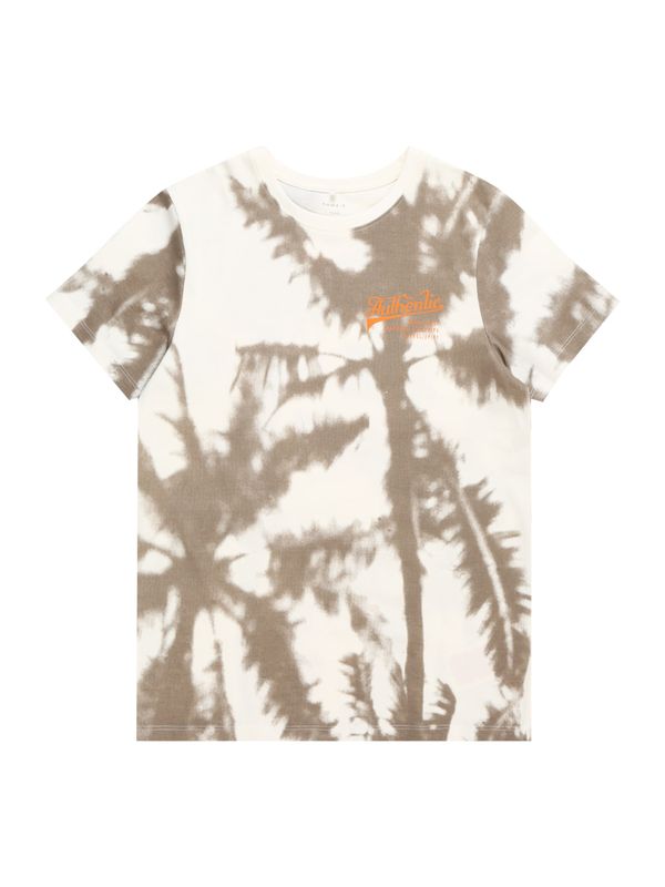 NAME IT NAME IT Тениска 'DALIVER'  слонова кост / сиво-кафяво / оранжево