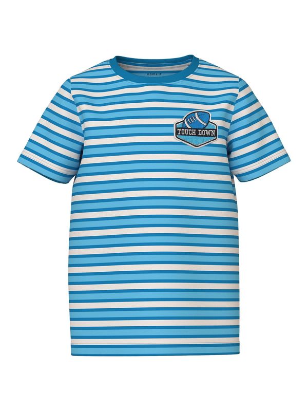 NAME IT NAME IT Тениска 'DALOVAN'  лазурно синьо / небесносиньо / черно / бяло