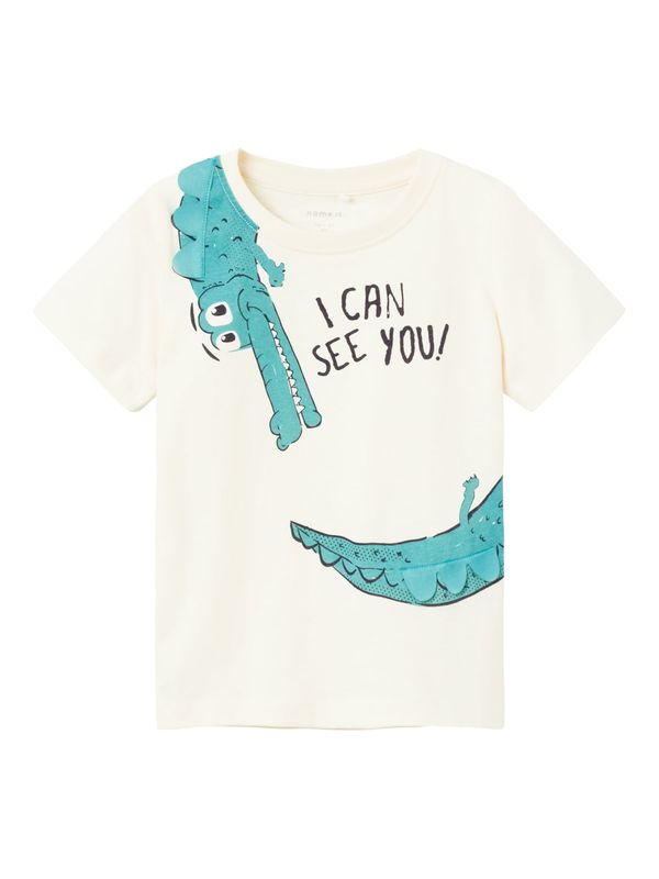 NAME IT NAME IT Тениска 'Dante'  кремаво / тюркоазен / черно