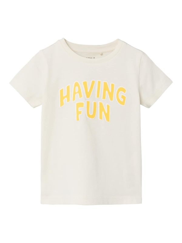 NAME IT NAME IT Тениска 'DAYMAN'  жълто / бяло / мръсно бяло