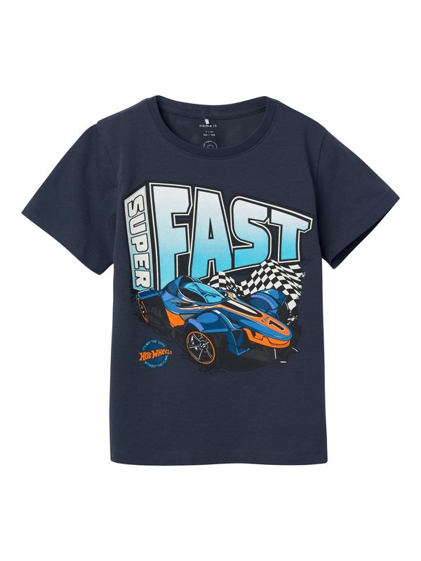 NAME IT NAME IT Тениска 'Derry Hot Wheels'  светлосиньо / тъмносиньо / черно / бяло