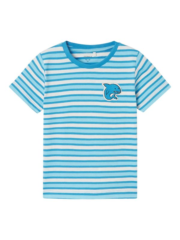 NAME IT NAME IT Тениска 'Dike'  лазурно синьо / черно / бяло