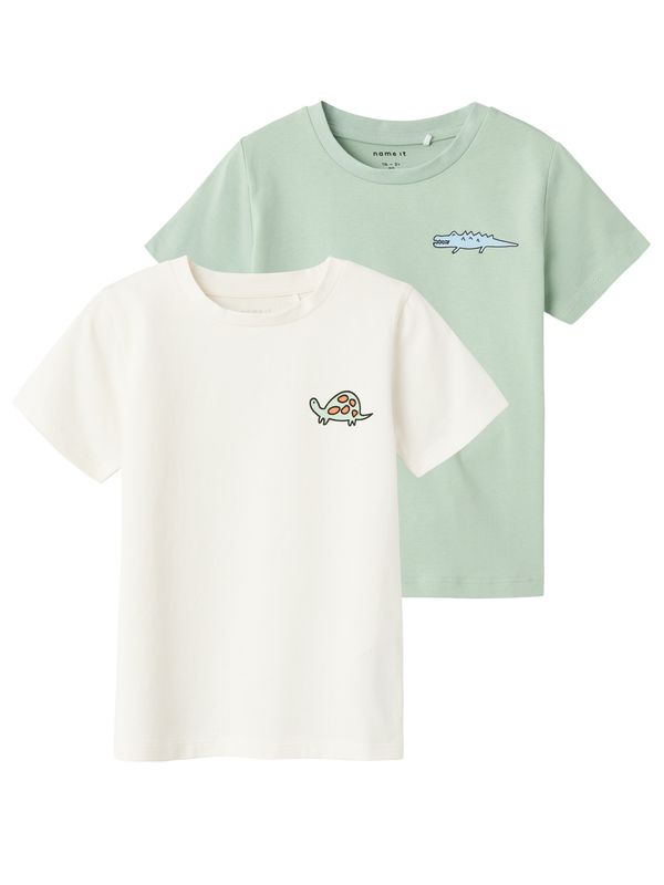 NAME IT NAME IT Тениска 'DOBBIE'  светлобежово / светлосиньо / пастелно зелено / черно