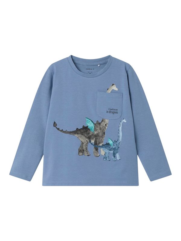 NAME IT NAME IT Тениска 'DRAG'  лазурно синьо / опал / сиво / черно