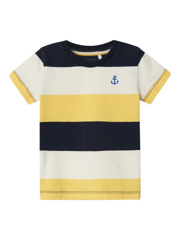 NAME IT NAME IT Тениска 'FACTS'  нощно синьо / жълто / бяло