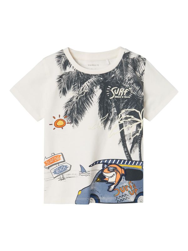 NAME IT NAME IT Тениска 'FAMAT'  кремаво / нейви синьо / оранжево / черно