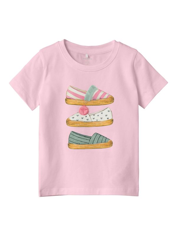 NAME IT NAME IT Тениска 'FANG'  коняк / камък / бледорозово / бяло