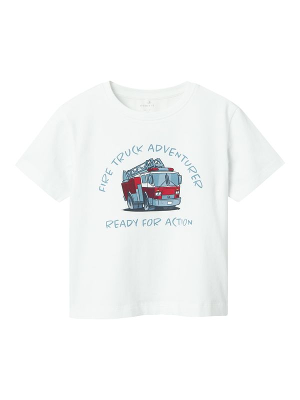 NAME IT NAME IT Тениска 'FIRKANO'  гълъбово синьо / червено / черно / бяло