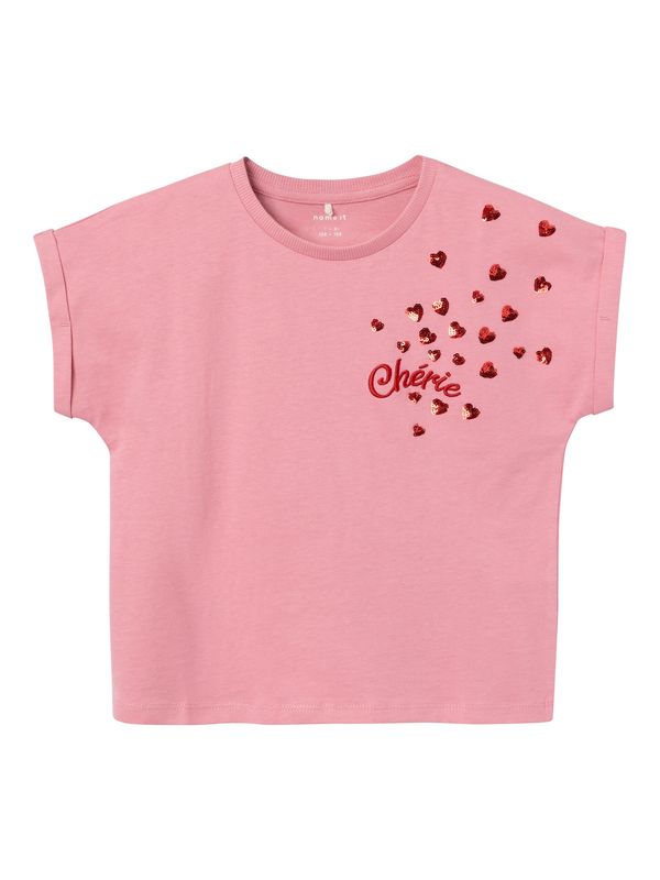 NAME IT NAME IT Тениска 'FLARVE'  бледорозово / червено
