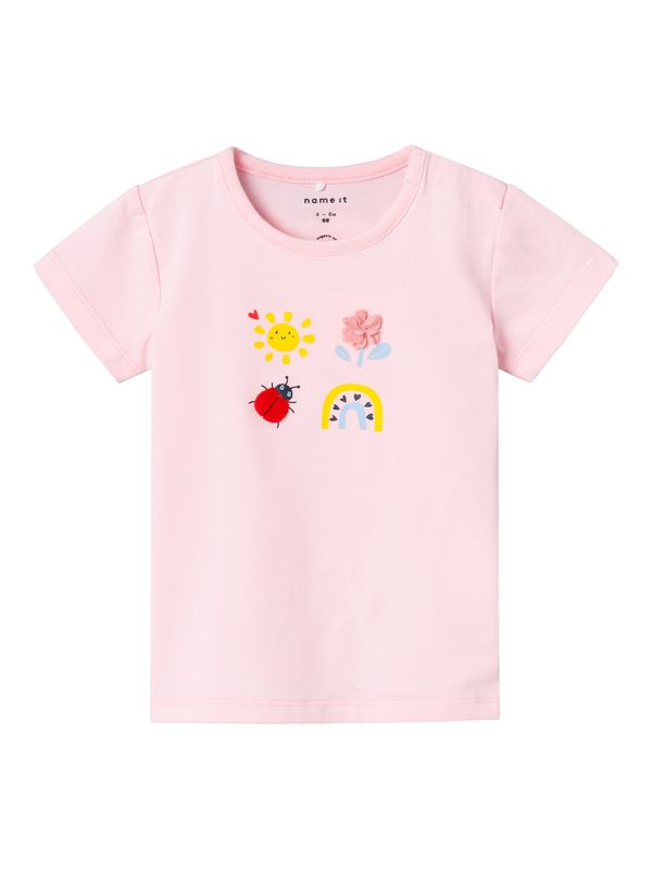 NAME IT NAME IT Тениска 'FUSSA'  светлосиньо / жълто / бледорозово / ярко червено