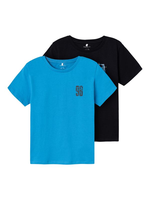 NAME IT NAME IT Тениска 'HERRA'  сапфирено синьо / неоново синьо / зелено / бяло