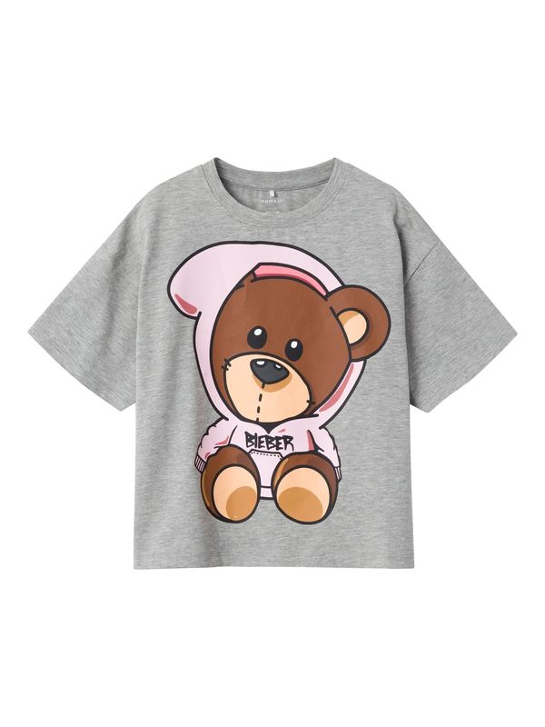 NAME IT NAME IT Тениска 'Jabb Justin Bieber'  карамел / светлокафяво / сив меланж / светлорозово