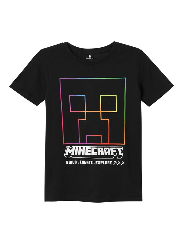 NAME IT NAME IT Тениска 'Jinko Minecraft'  лилав / огнено червено / черно / бяло