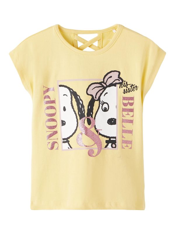 NAME IT NAME IT Тениска 'JUDINA'  лимоненожълто / бледоморав / черно / бяло
