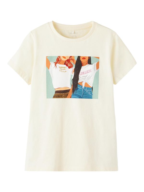 NAME IT NAME IT Тениска 'Kelma'  тюркоазен / син деним / черно / естествено бяло