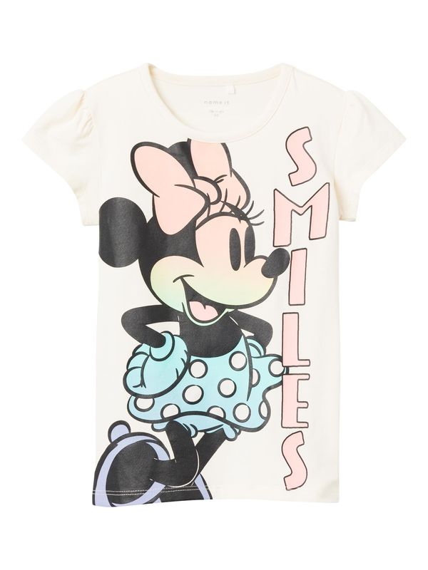 NAME IT NAME IT Тениска 'MIMIRI MINNIE'  кремаво / светлосиньо / бледорозово / черно