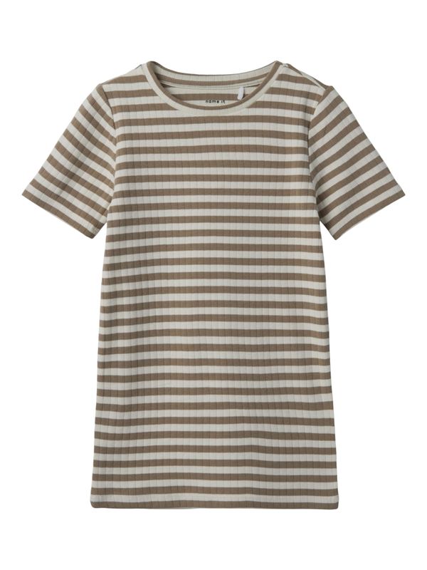 NAME IT NAME IT Тениска 'SURAJA'  светлокафяво / бяло