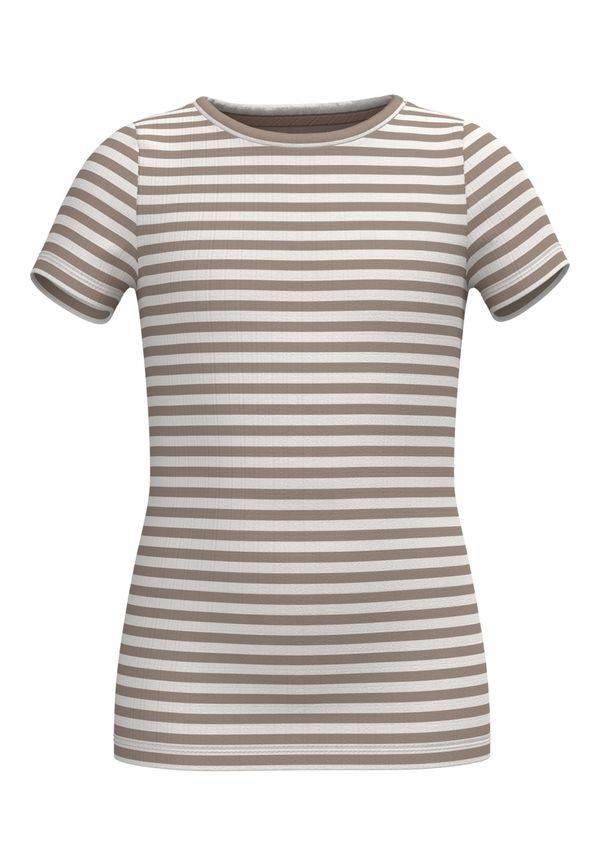 NAME IT NAME IT Тениска 'SURAJA'  светлокафяво / бяло