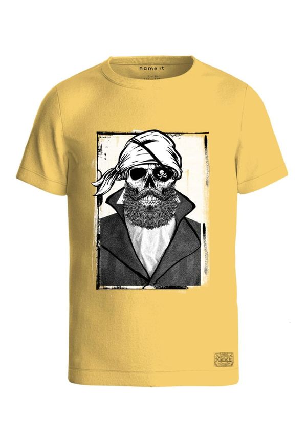 NAME IT NAME IT Тениска 'TAVIK'  жълто / черно / бяло