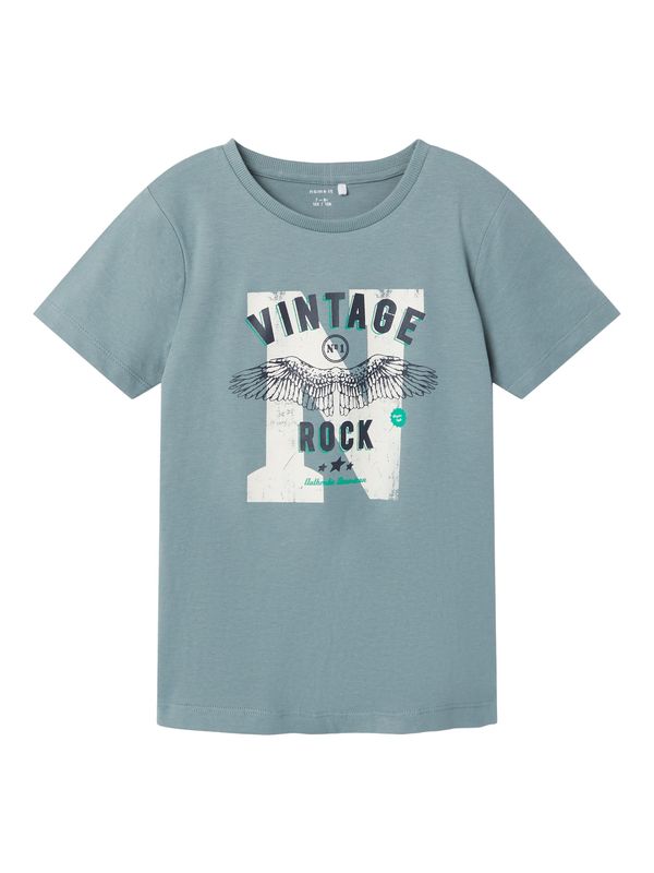 NAME IT NAME IT Тениска 'TELLO'  камък / зелено / черно / бяло