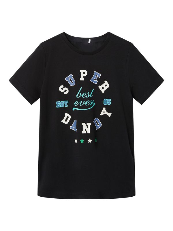 NAME IT NAME IT Тениска 'TELLO'  синьо / циан / черно / бяло