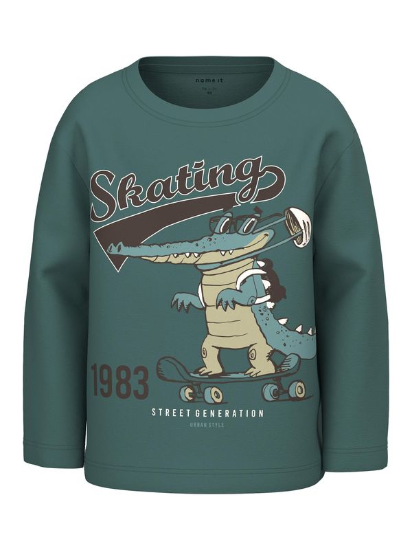 NAME IT NAME IT Тениска 'TENAN'  бежово / смарагдово зелено / черно / бяло