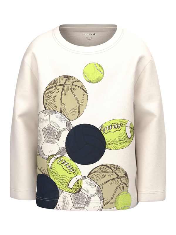 NAME IT NAME IT Тениска 'TENAN'  кремаво / сиво-бежово / зелено / черно