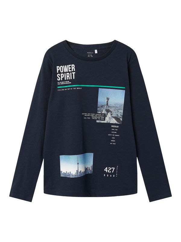 NAME IT NAME IT Тениска 'Theo'  морскосиньо / смарагдово зелено / черно / бяло