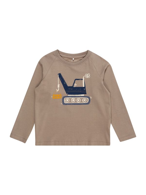 NAME IT NAME IT Тениска 'THURE'  тъмносиньо / светлокафяво / златистожълто / бяло