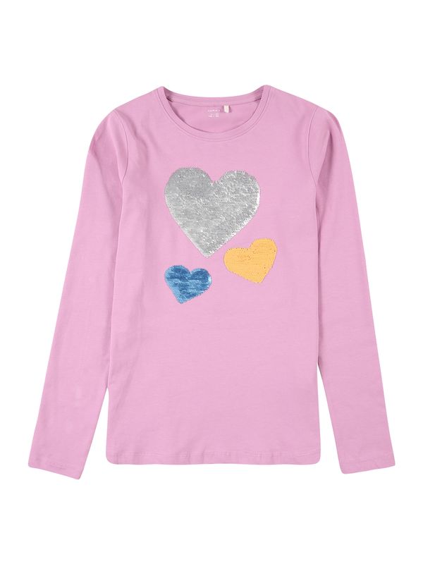 NAME IT NAME IT Тениска 'TRIZZA'  небесносиньо / златистожълто / еосин / сребърно