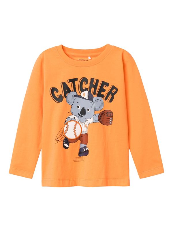 NAME IT NAME IT Тениска 'Trols'  кафяво / оранжево / черно / бяло