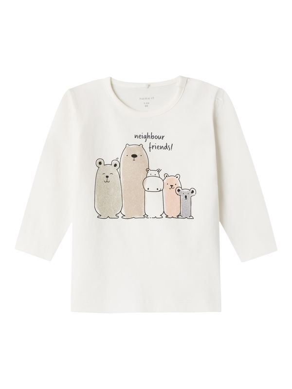 NAME IT NAME IT Тениска 'TROLYN'  кремаво / гълъбово синьо / сиво-бежово / черно