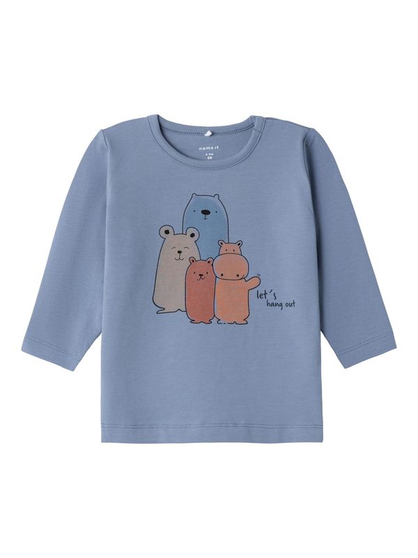 NAME IT NAME IT Тениска 'TROLYN'  опушено синьо / кафяво / тъмнокафяво / черно