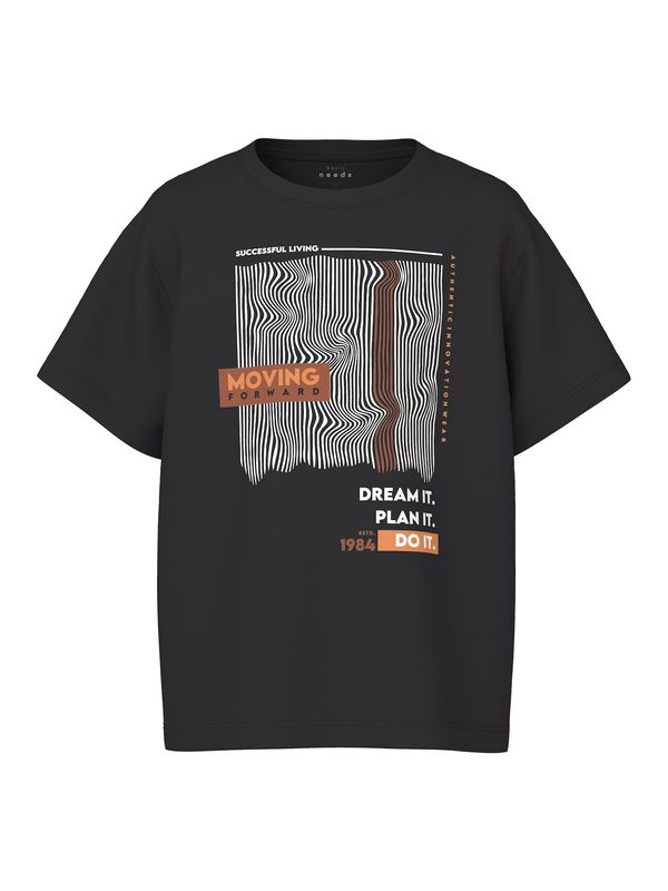 NAME IT NAME IT Тениска 'VAGNO'  кафяво / оранжево / черно / бяло