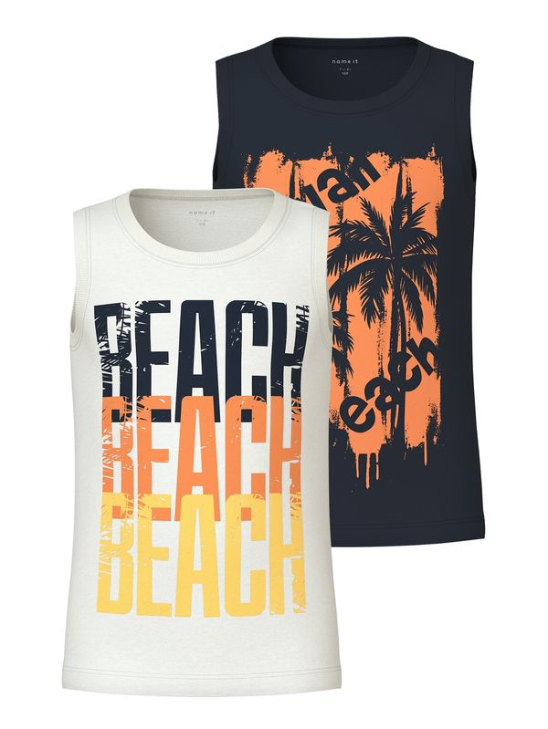 NAME IT NAME IT Тениска 'VAGNO'  лимоненожълто / тъмнооранжево / черно / бяло