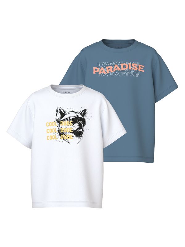 NAME IT NAME IT Тениска 'VAGNO'  морскосиньо / оранжево / черно / бяло