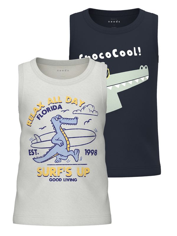 NAME IT NAME IT Тениска 'VAGNO'  нейви синьо / светлосиньо / мента / мръсно бяло