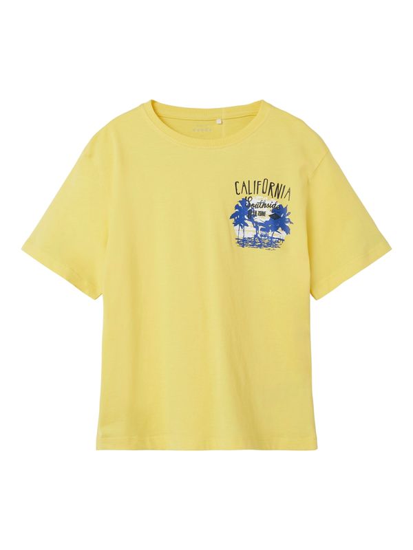 NAME IT NAME IT Тениска 'VAGNO'  нейви синьо / жълто / мръсно бяло