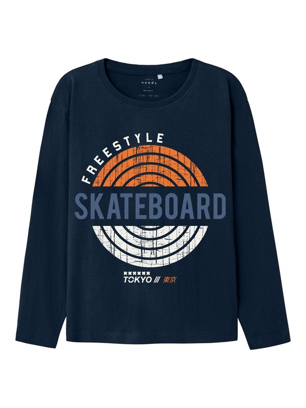 NAME IT NAME IT Тениска 'VAGNO'  сапфирено синьо / гълъбово синьо / оранжево / бяло