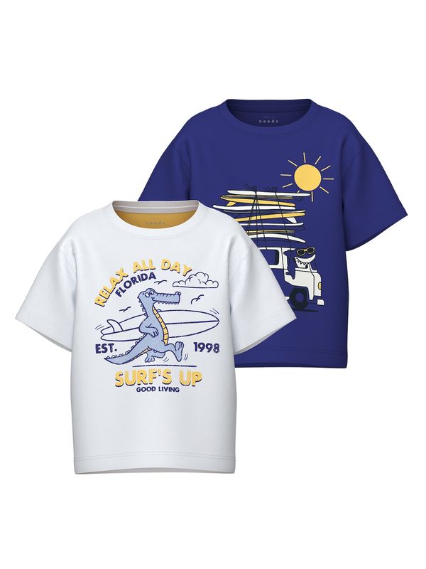 NAME IT NAME IT Тениска 'VAGNO'  тъмносиньо / жълто / светложълто / бяло