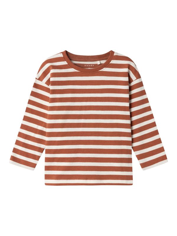 NAME IT NAME IT Тениска 'VAKSEL'  пуебло оранжево-кафяво / бяло